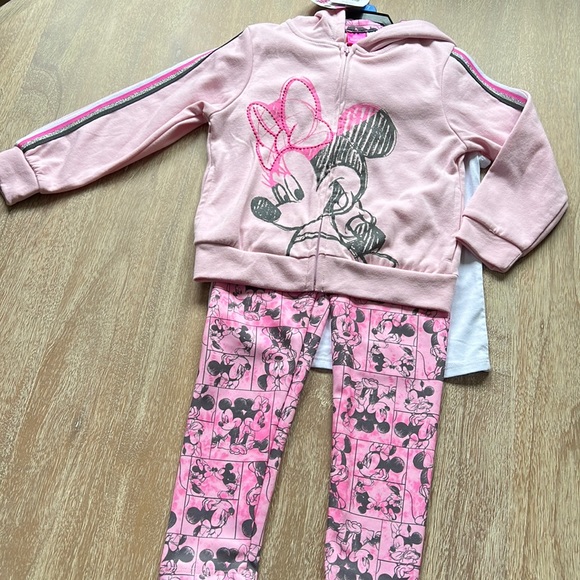 Disney Minnie Kids 3-Piece Set, T-Shirt, Zip-up Hoodie & Leggings - Picture 2 of 7